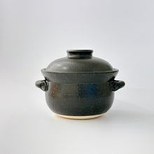 画像をギャラリービューアに読み込む, Anrakugama Black Glaze 3-cup 安楽窯 黒釉 3合 中蓋付取手付土鍋　

